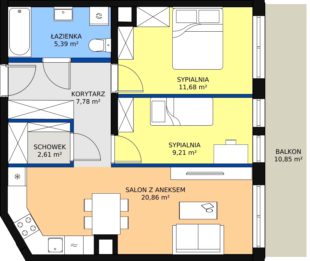 Zalety mieszkania 59.7 m², M135