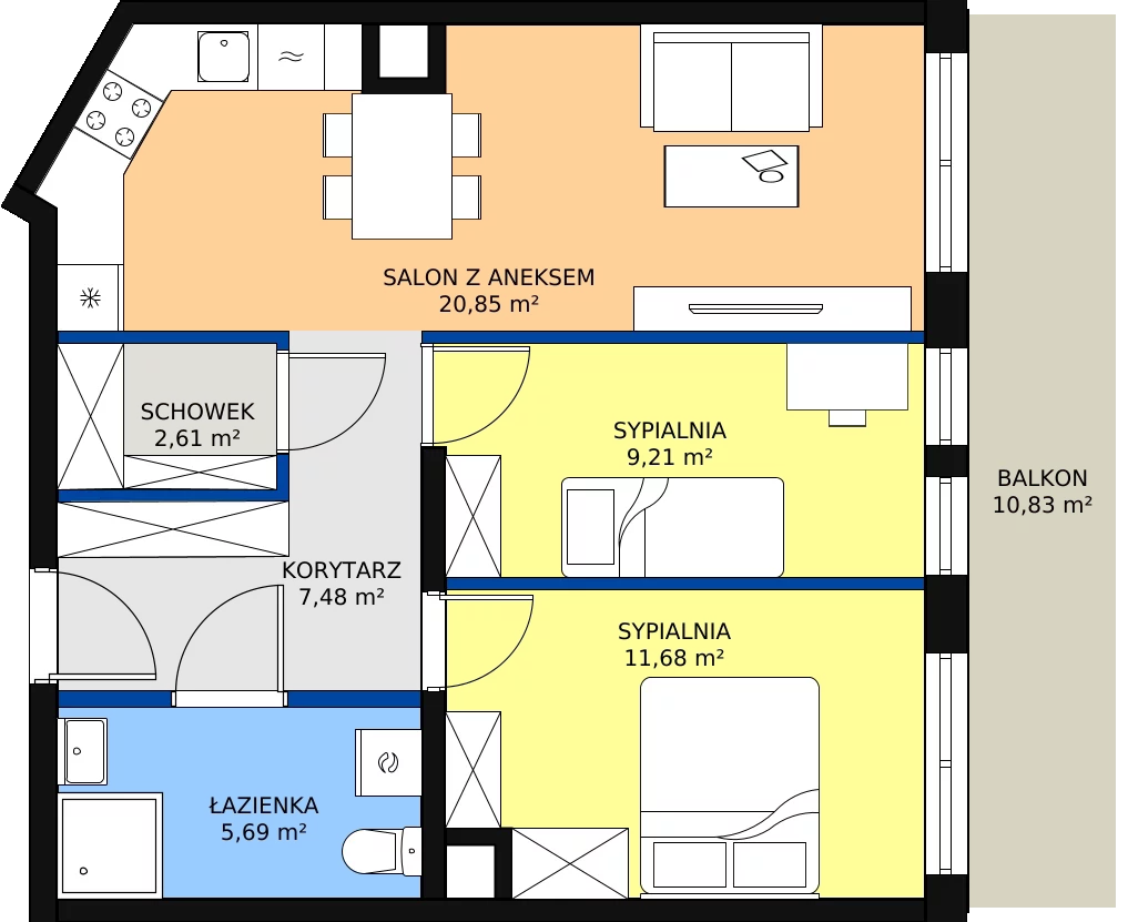 Zalety mieszkania 59.7 m², M139