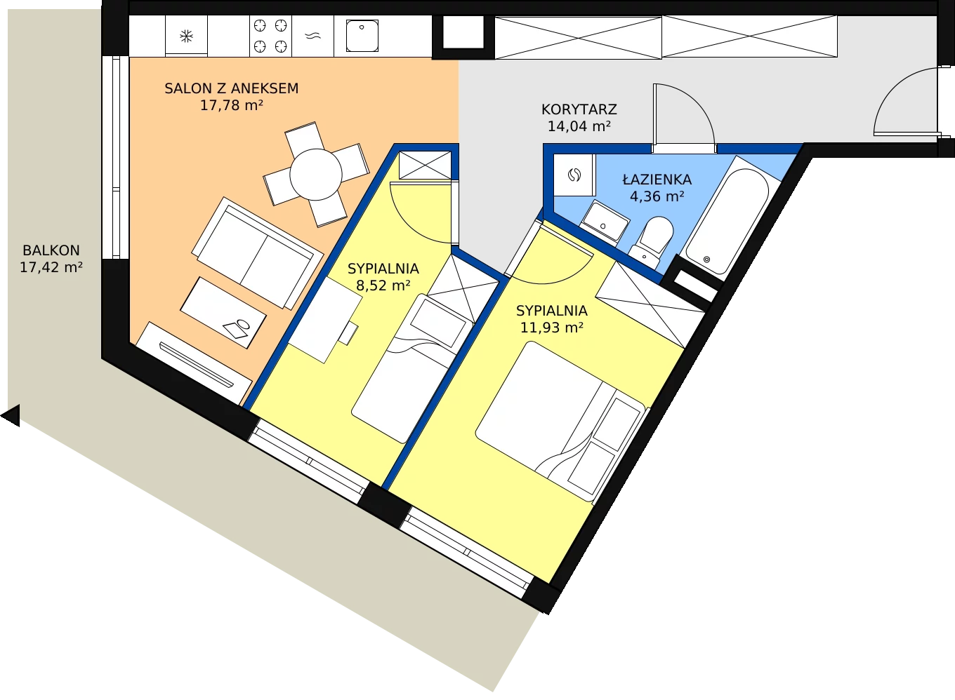 Zalety mieszkania 58.9 m², M141A