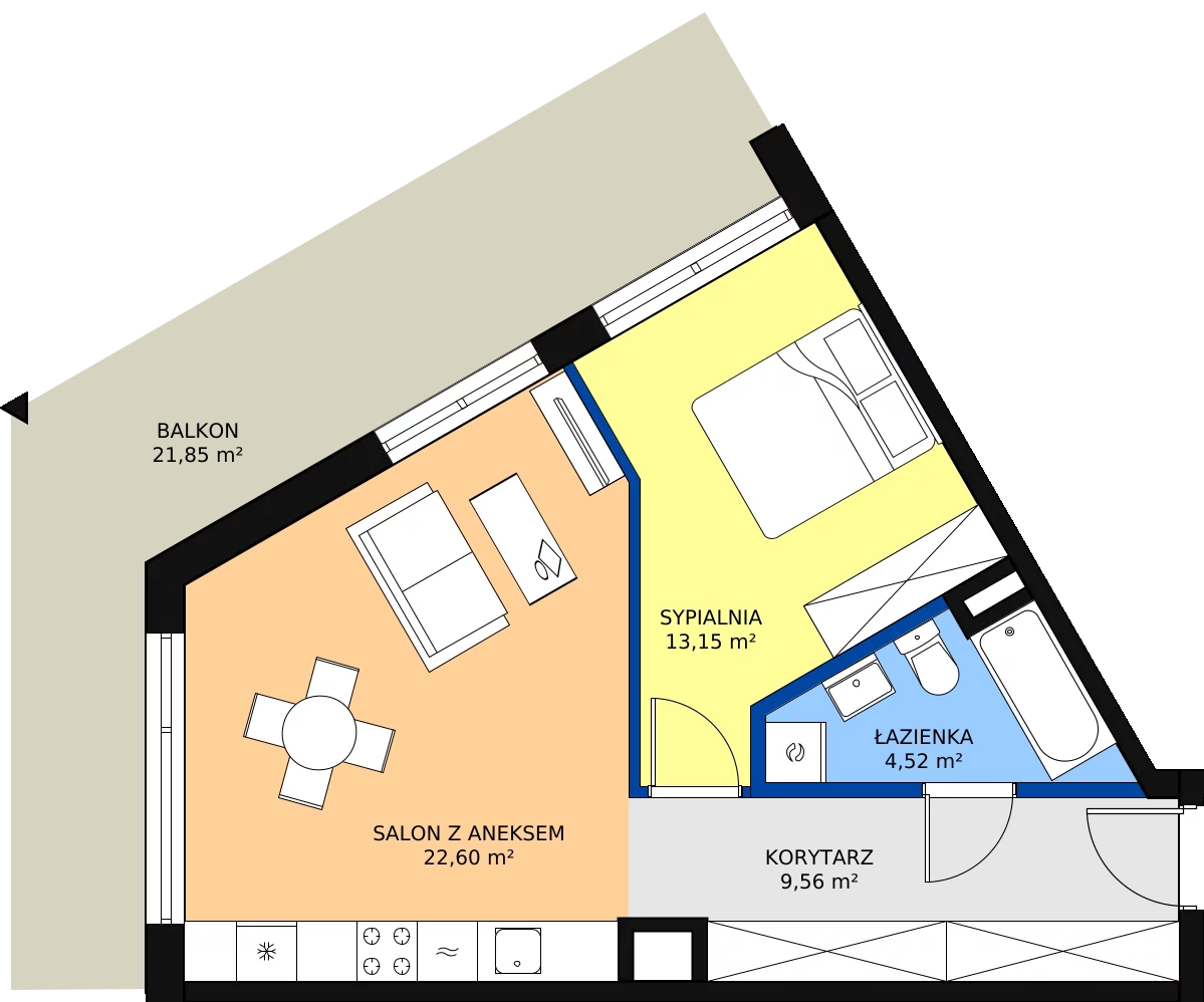Zalety mieszkania 51.46 m², M147
