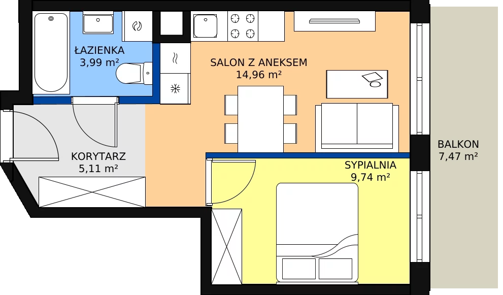 Zalety mieszkania 34.88 m², M149