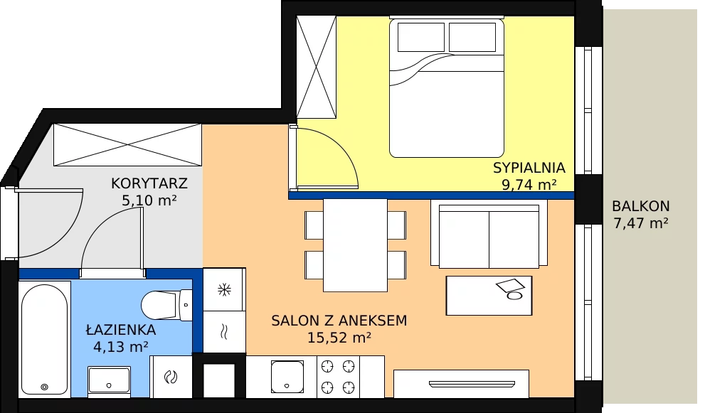 Zalety mieszkania 35.59 m², M155