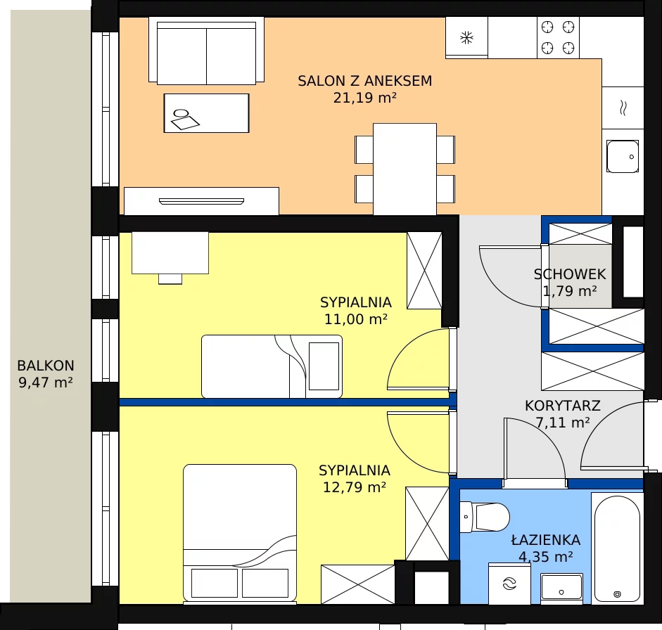 Zalety mieszkania 60.01 m², M157