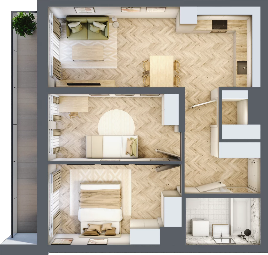 3 pokoje, mieszkanie 60,01 m², piętro 5, oferta nr M157, ULTRADOM, Radom, Gołębiów, ul. Gołębiowska