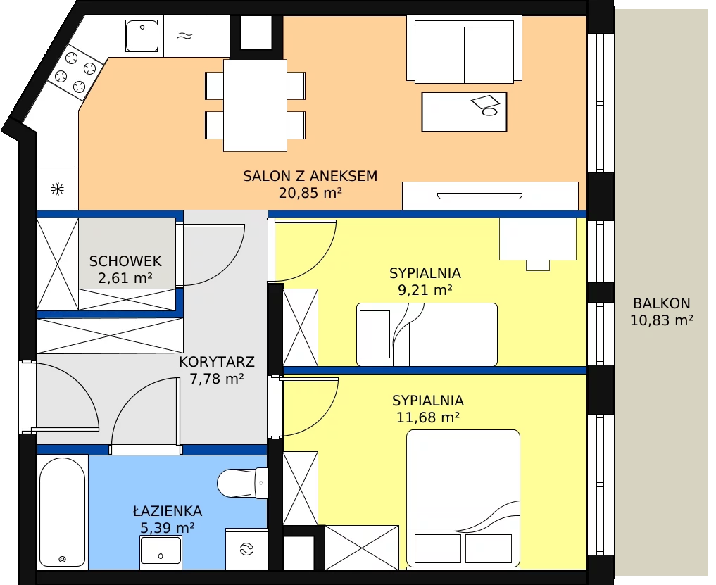 Zalety mieszkania 59.7 m², M165