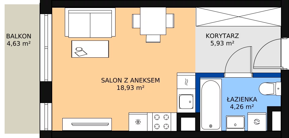 Zalety mieszkania 29.79 m², M182