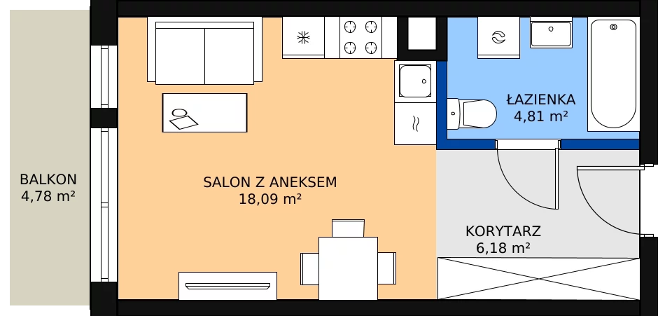 Zalety mieszkania 29.69 m², M183