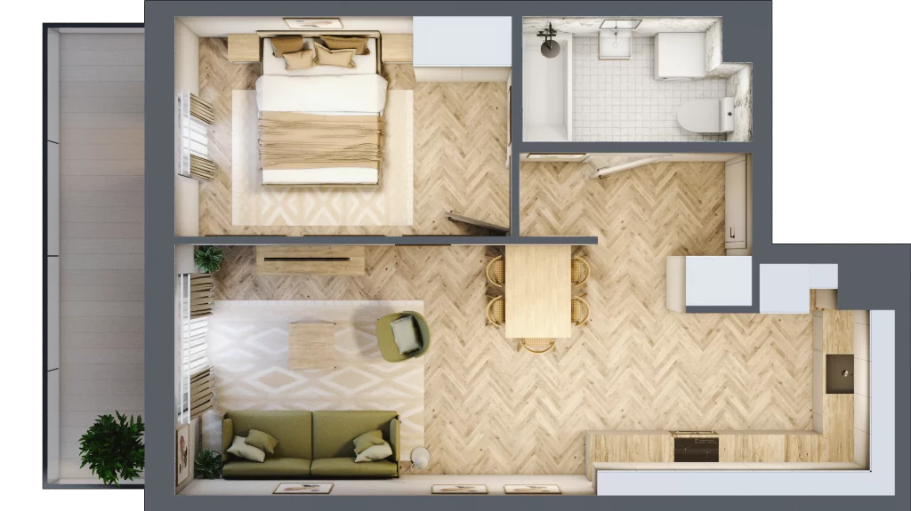 2 pokoje, mieszkanie 44,45 m², parter, oferta nr Budynek 1 Mieszkanie 4, Krakowska Rogatka, Kielce, Centrum, ul. Miodowicza 1