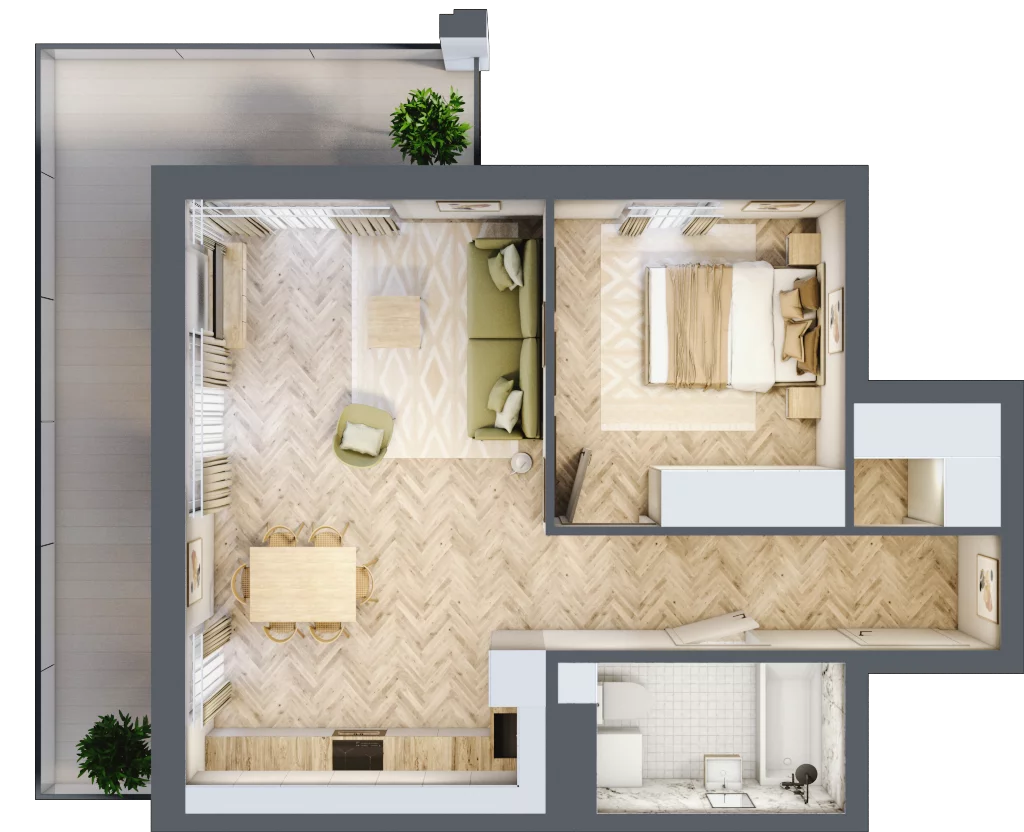 2 pokoje, mieszkanie 52,65 m², parter, oferta nr Budynek 1 Mieszkanie 8, Krakowska Rogatka, Kielce, Centrum, ul. Miodowicza 1