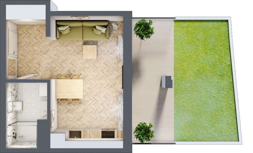 1 pokój, mieszkanie 25,59 m², parter, oferta nr Budynek 1 Mieszkanie 10, Krakowska Rogatka, Kielce, Centrum, ul. Miodowicza 1