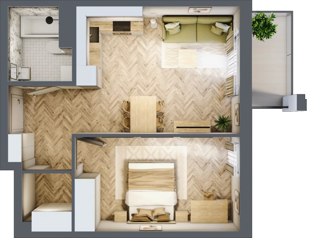 2 pokoje, mieszkanie 45,59 m², piętro 1, oferta nr Budynek 1 Mieszkanie 17, Krakowska Rogatka, Kielce, Centrum, ul. Miodowicza 1