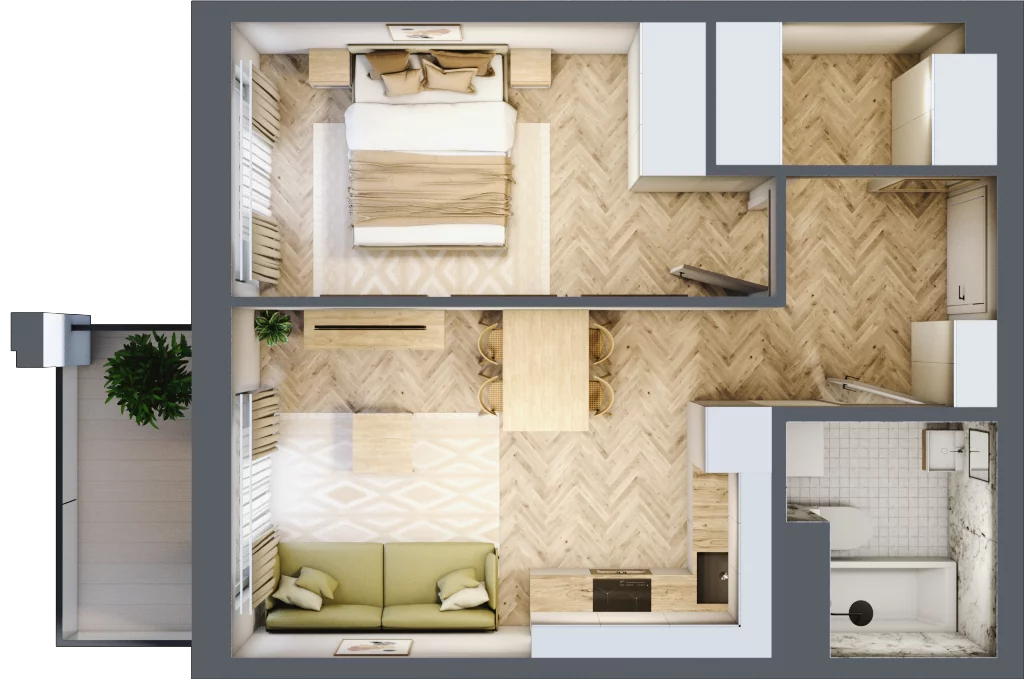 2 pokoje, mieszkanie 39,51 m², piętro 1, oferta nr Budynek 1 Mieszkanie 20, Krakowska Rogatka, Kielce, Centrum, ul. Miodowicza 1
