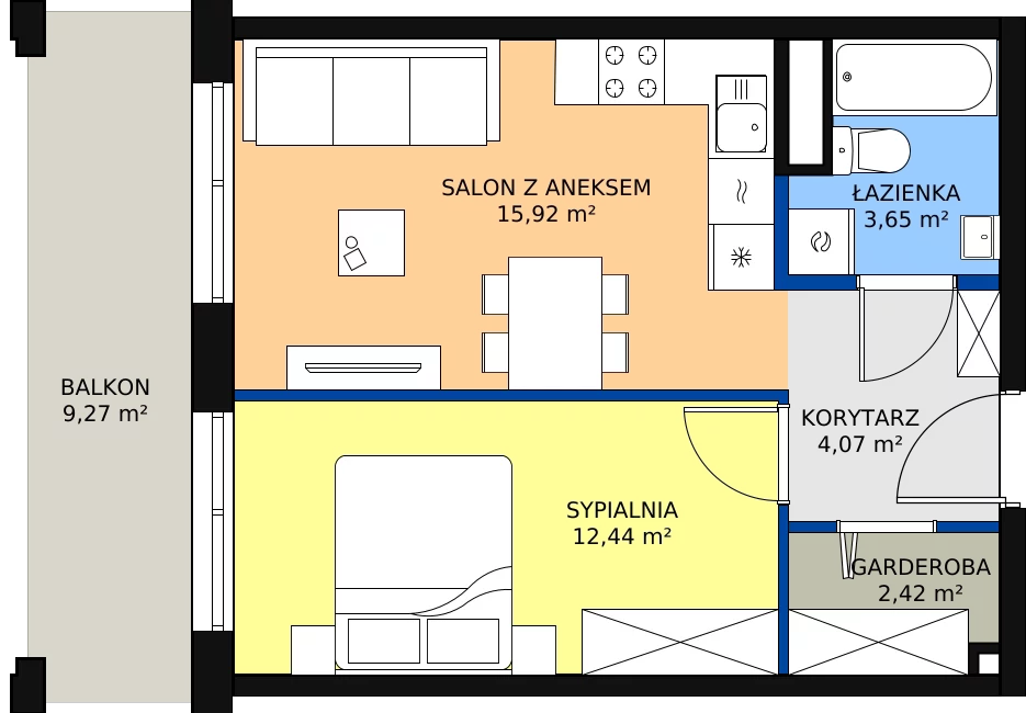 Zalety mieszkania 39.53 m², Budynek 1 Mieszkanie 21