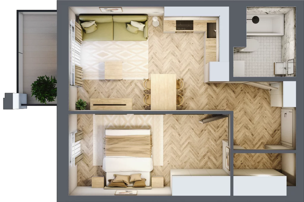 2 pokoje, mieszkanie 39,53 m², piętro 1, oferta nr Budynek 1 Mieszkanie 22, Krakowska Rogatka, Kielce, Centrum, ul. Miodowicza 1