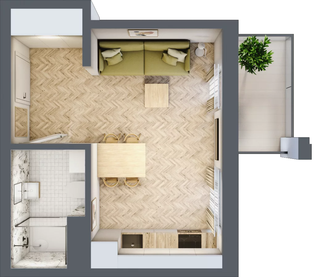 1 pokój, mieszkanie 25,59 m², piętro 1, oferta nr Budynek 1 Mieszkanie 25, Krakowska Rogatka, Kielce, Centrum, ul. Miodowicza 1