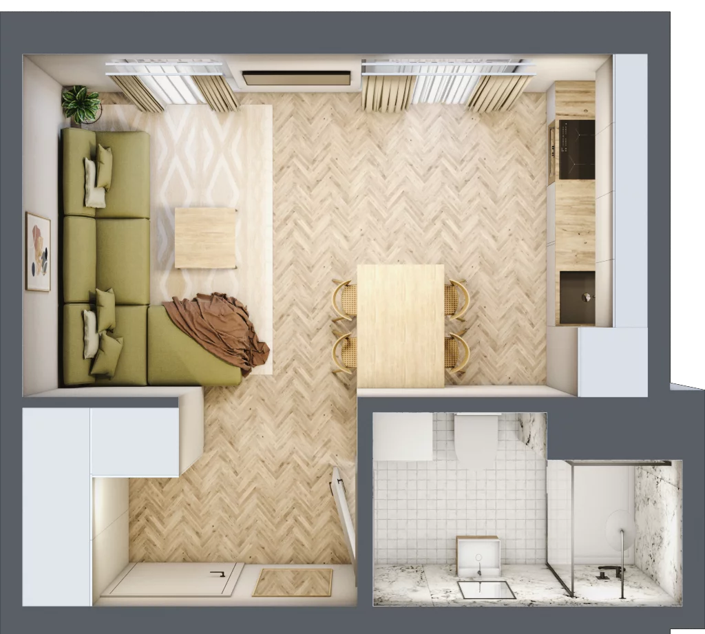 1 pokój, mieszkanie 25,53 m², piętro 1, oferta nr Budynek 1 Mieszkanie 26, Krakowska Rogatka, Kielce, Centrum, ul. Miodowicza 1