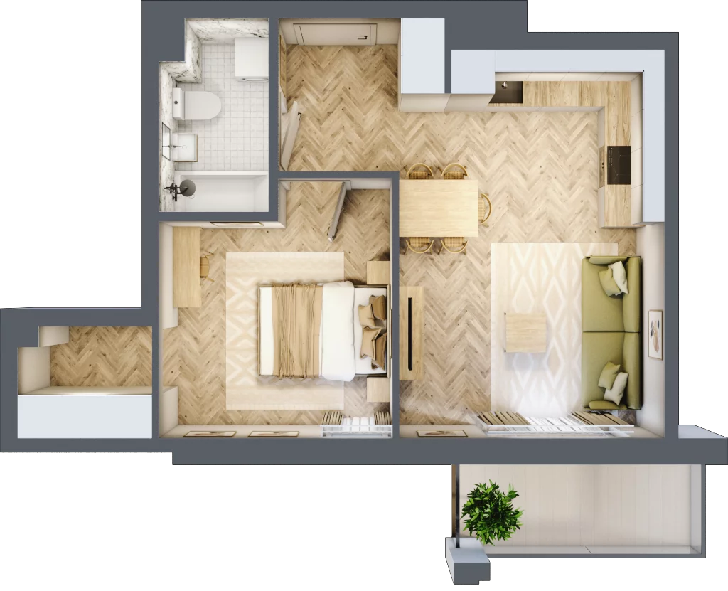 2 pokoje, mieszkanie 41,57 m², piętro 1, oferta nr Budynek 1 Mieszkanie 30, Krakowska Rogatka, Kielce, Centrum, ul. Miodowicza 1