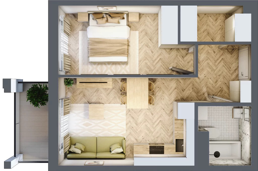2 pokoje, mieszkanie 39,51 m², piętro 2, oferta nr Budynek 1 Mieszkanie 35, Krakowska Rogatka, Kielce, Centrum, ul. Miodowicza 1