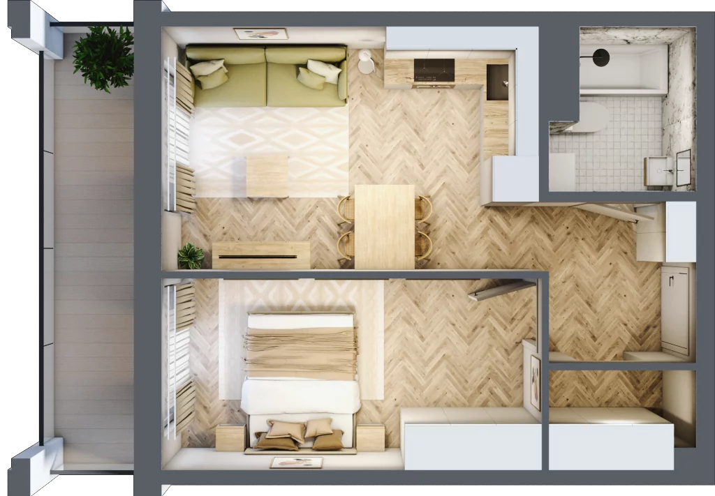 2 pokoje, mieszkanie 39,53 m², piętro 2, oferta nr Budynek 1 Mieszkanie 36, Krakowska Rogatka, Kielce, Centrum, ul. Miodowicza 1