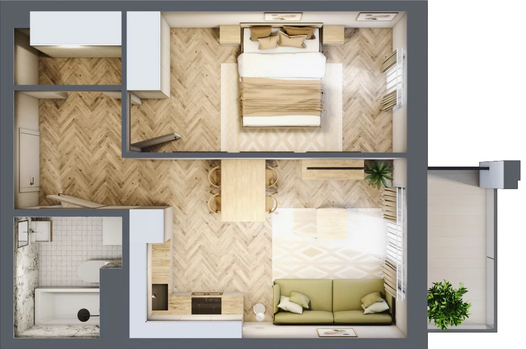 2 pokoje, mieszkanie 39,51 m², piętro 3, oferta nr Budynek 1 Mieszkanie 46, Krakowska Rogatka, Kielce, Centrum, ul. Miodowicza 1