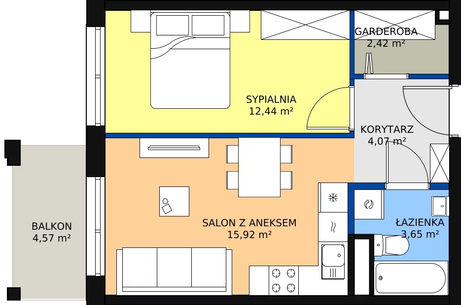 Zalety mieszkania 39.53 m², Budynek 1 Mieszkanie 50