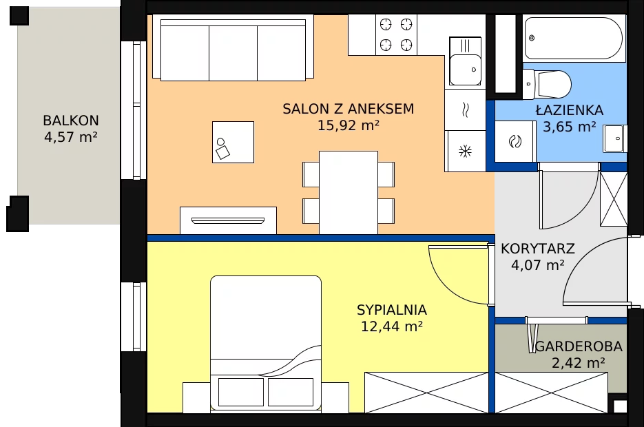 Zalety mieszkania 39.53 m², Budynek 1 Mieszkanie 52