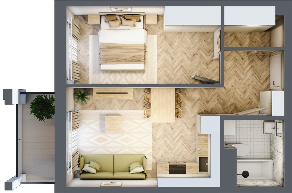 2 pokoje, mieszkanie 39,53 m², piętro 4, oferta nr Budynek 1 Mieszkanie 65, Krakowska Rogatka, Kielce, Centrum, ul. Miodowicza 1