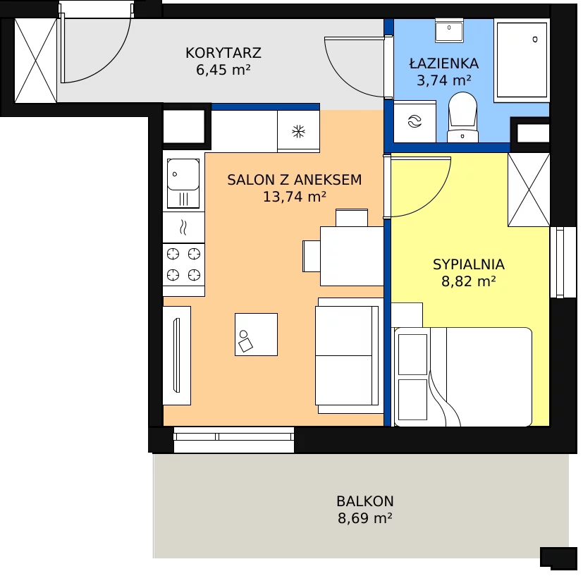 Zalety mieszkania 33.47 m², Budynek 1 Mieszkanie 73