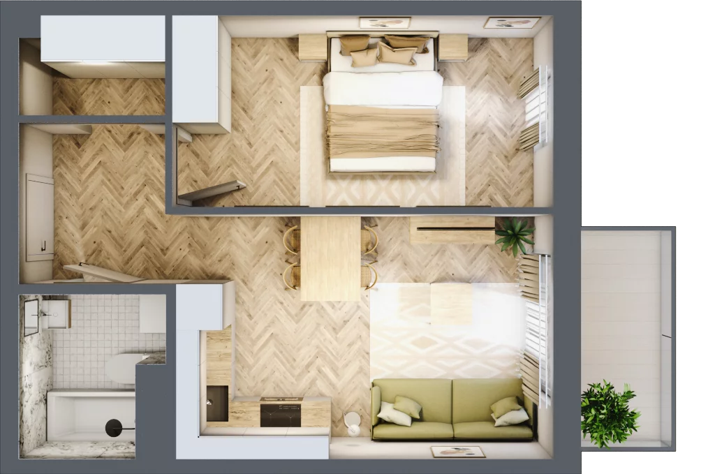 2 pokoje, mieszkanie 39,51 m², piętro 5, oferta nr Budynek 1 Mieszkanie 76, Krakowska Rogatka, Kielce, Centrum, ul. Miodowicza 1