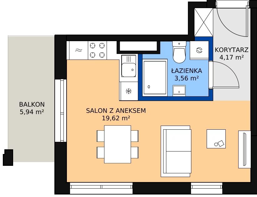 Zalety mieszkania 28.02 m², Budynek 1 Mieszkanie 92