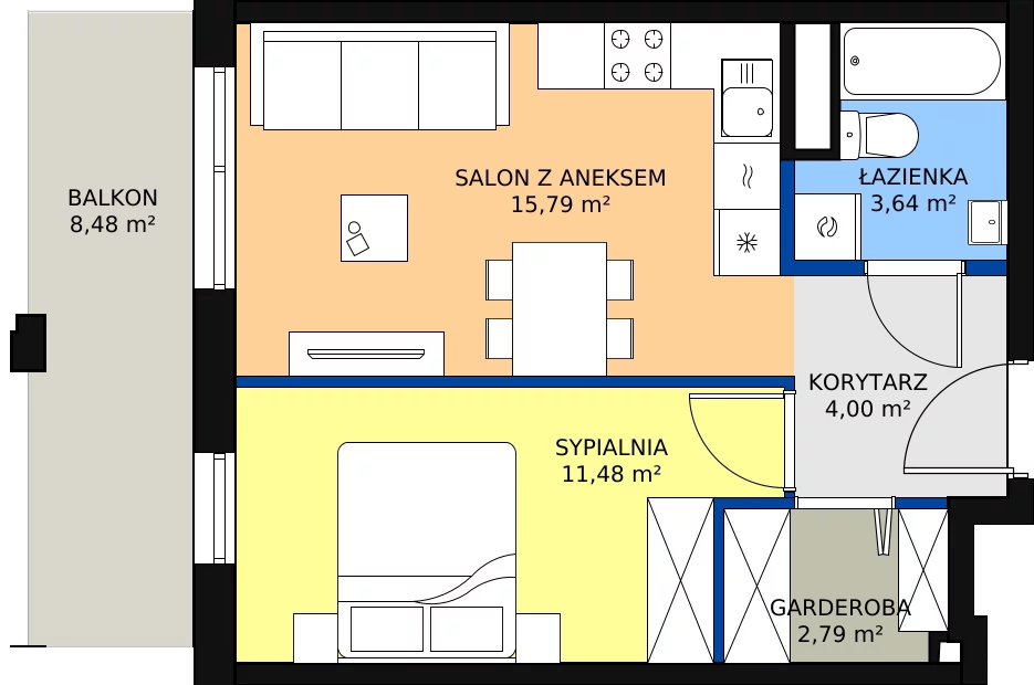 Zalety mieszkania 38.74 m², Budynek 1 Mieszkanie 94