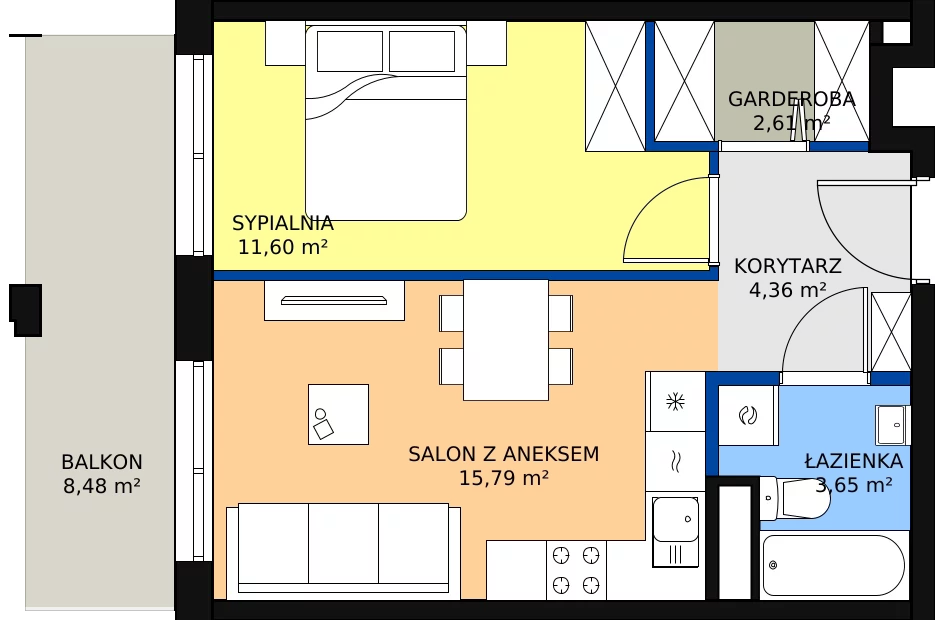 Zalety mieszkania 39.07 m², Budynek 1 Mieszkanie 95