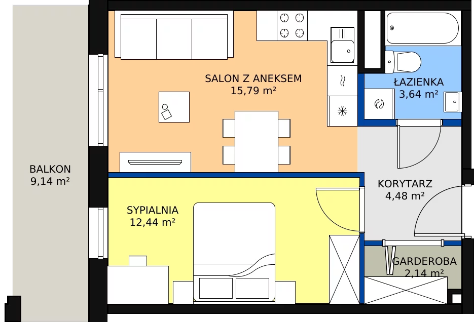 Zalety mieszkania 39.51 m², Budynek 1 Mieszkanie 96