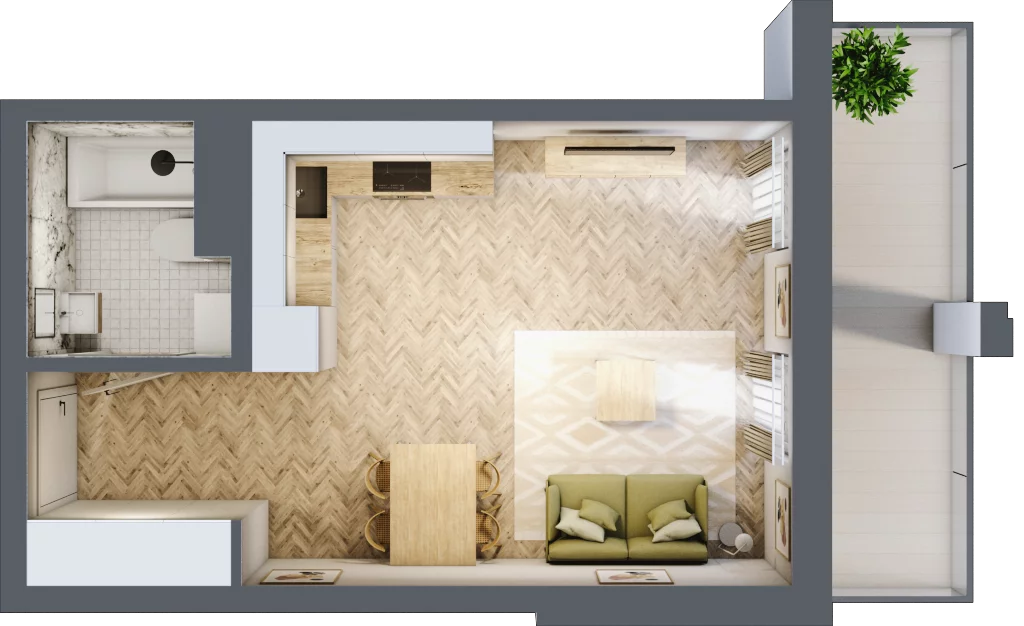 1 pokój, mieszkanie 28,67 m², parter, oferta nr Budynek 1 Mieszkanie 99, Krakowska Rogatka, Kielce, Centrum, ul. Miodowicza 1