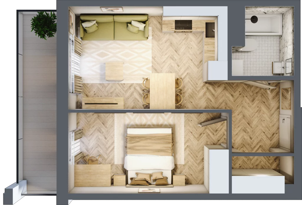 2 pokoje, mieszkanie 39,51 m², piętro 1, oferta nr Budynek 1 Mieszkanie 107, Krakowska Rogatka, Kielce, Centrum, ul. Miodowicza 1