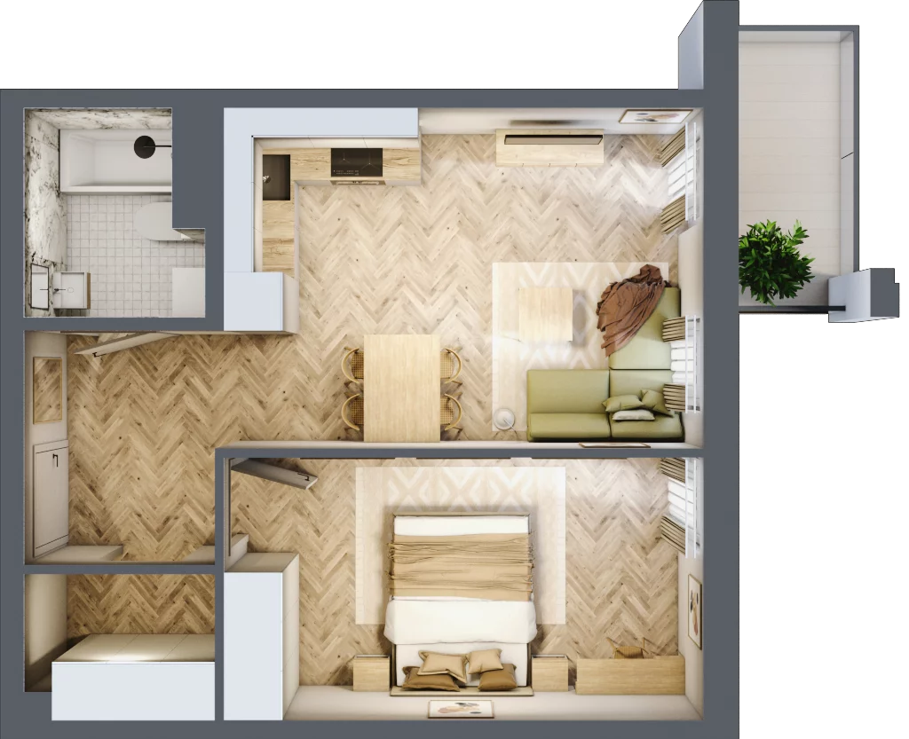 2 pokoje, mieszkanie 42,82 m², piętro 1, oferta nr Budynek 1 Mieszkanie 110, Krakowska Rogatka, Kielce, Centrum, ul. Miodowicza 1