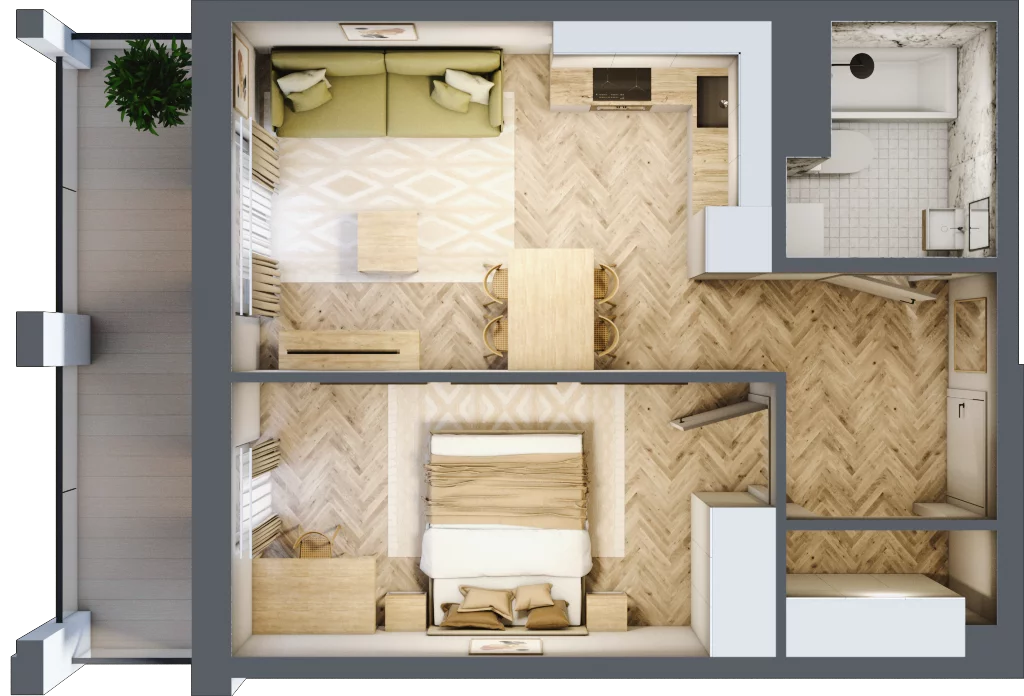 2 pokoje, mieszkanie 39,51 m², piętro 2, oferta nr Budynek 1 Mieszkanie 118, Krakowska Rogatka, Kielce, Centrum, ul. Miodowicza 1