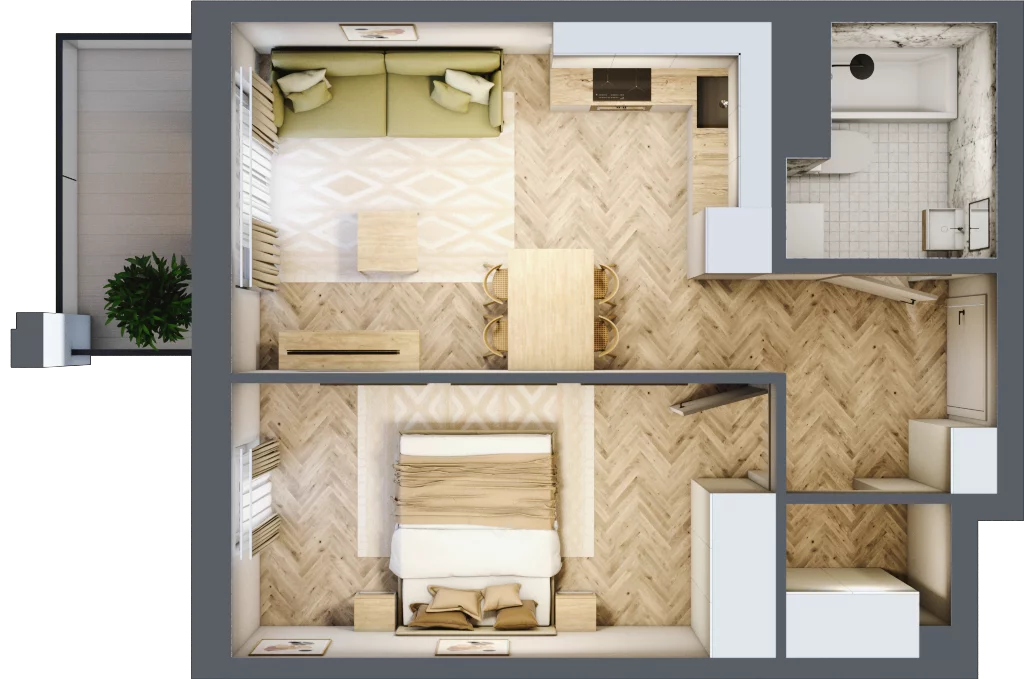 2 pokoje, mieszkanie 38,89 m², piętro 3, oferta nr Budynek 1 Mieszkanie 127, Krakowska Rogatka, Kielce, Centrum, ul. Miodowicza 1