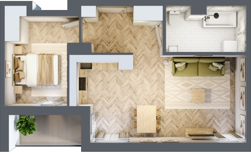 2 pokoje, mieszkanie 48,26 m², piętro 5, oferta nr Budynek 1 Mieszkanie 144, Krakowska Rogatka, Kielce, Centrum, ul. Miodowicza 1