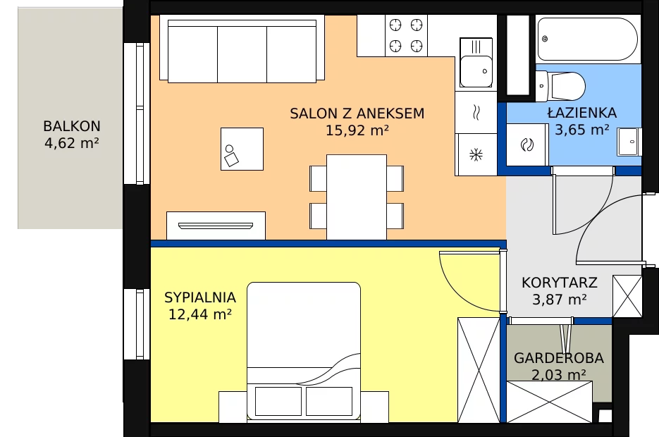 Zalety mieszkania 38.89 m², Budynek 1 Mieszkanie 146