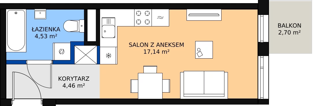 Zalety mieszkania 26.49 m², Budynek 1 Mieszkanie 149