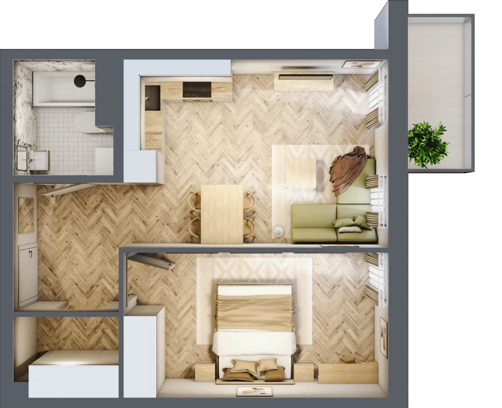 2 pokoje, mieszkanie 42,82 m², piętro 5, oferta nr Budynek 1 Mieszkanie 151, Krakowska Rogatka, Kielce, Centrum, ul. Miodowicza 1