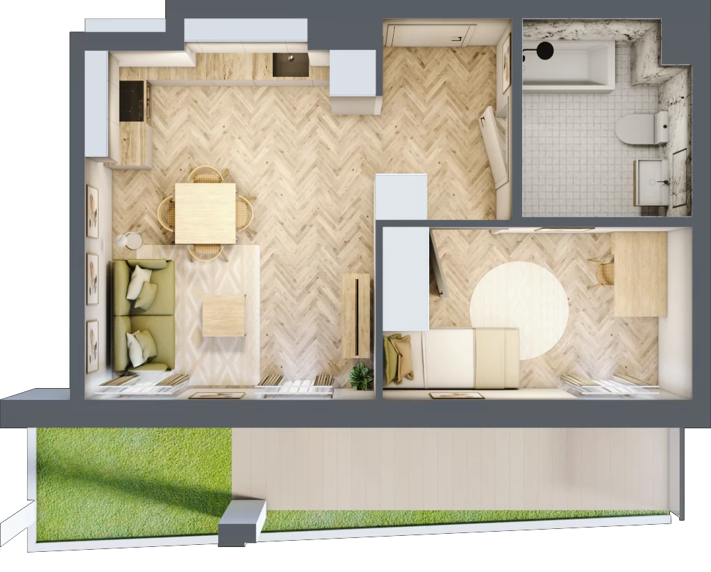 2 pokoje, mieszkanie 38,03 m², parter, oferta nr Budynek 2 Mieszkanie 1, Krakowska Rogatka, Kielce, Centrum, ul. Miodowicza 1