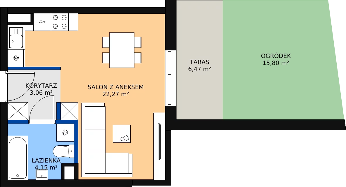 Zalety mieszkania 30.15 m², Budynek 2 Mieszkanie 4