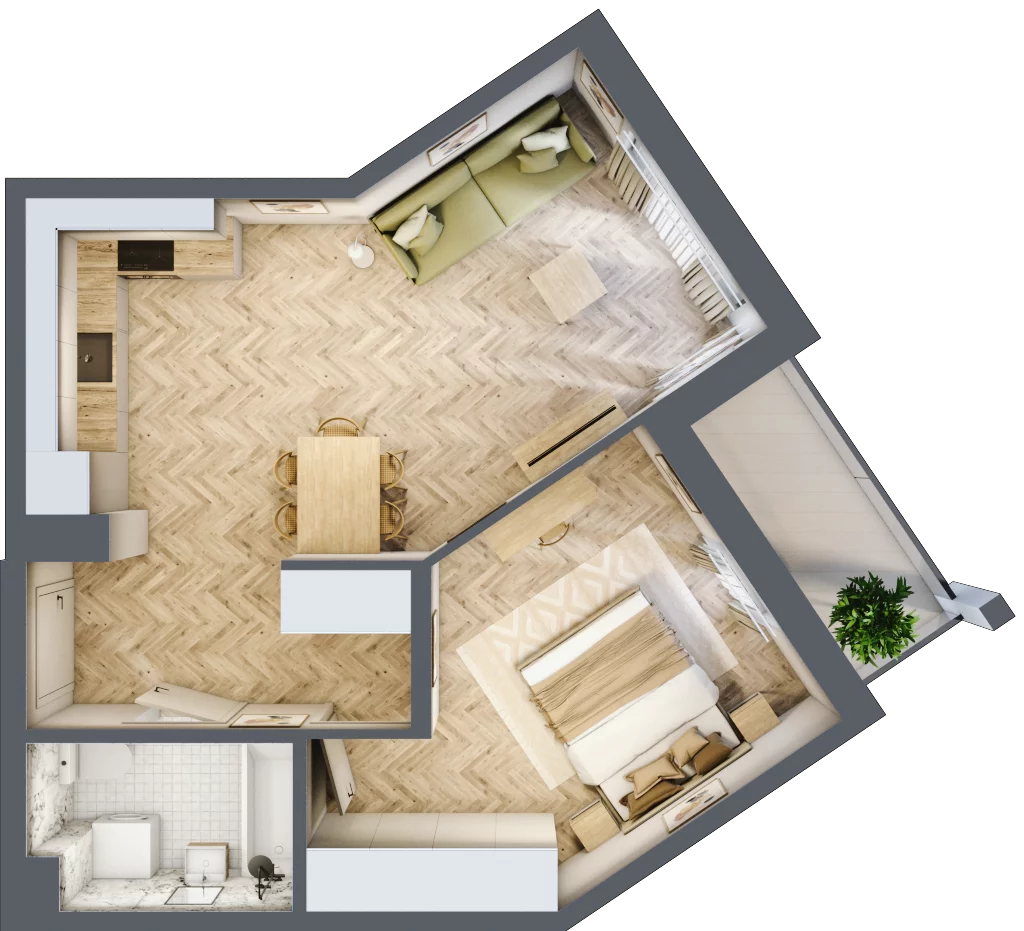 2 pokoje, mieszkanie 46,19 m², piętro 1, oferta nr Budynek 2 Mieszkanie 6, Krakowska Rogatka, Kielce, Centrum, ul. Miodowicza 1