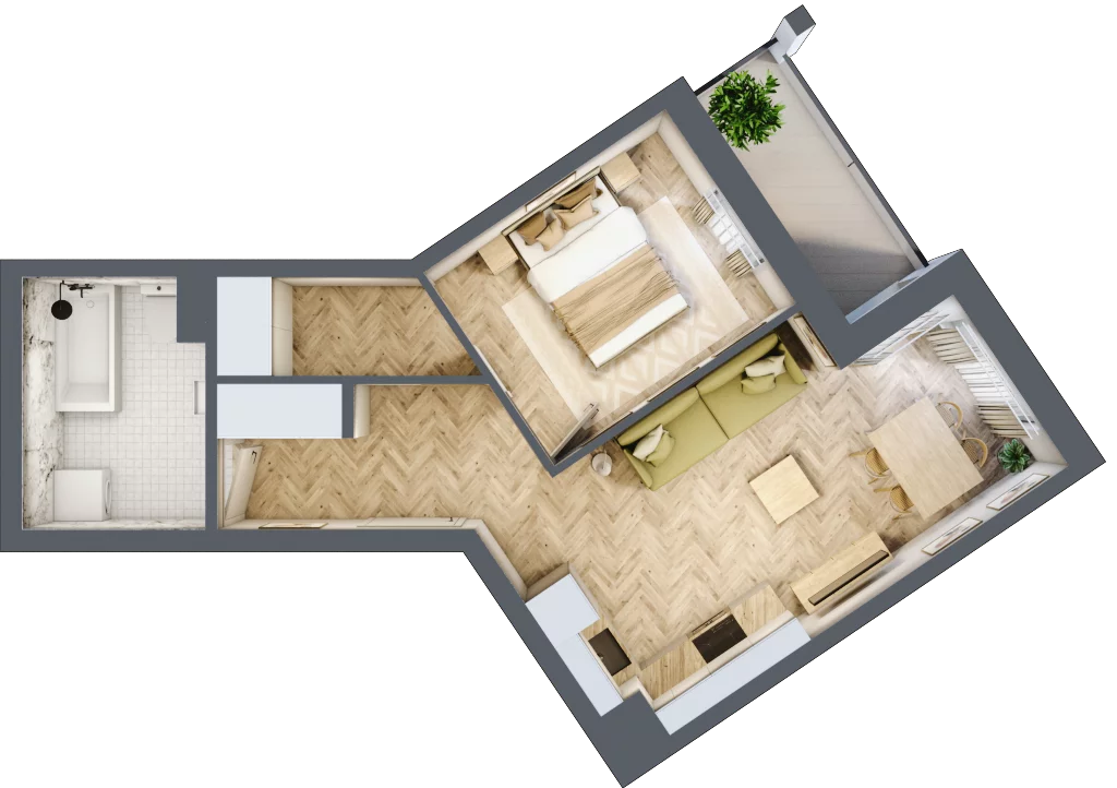 2 pokoje, mieszkanie 39,51 m², piętro 1, oferta nr Budynek 2 Mieszkanie 7, Krakowska Rogatka, Kielce, Centrum, ul. Miodowicza 1