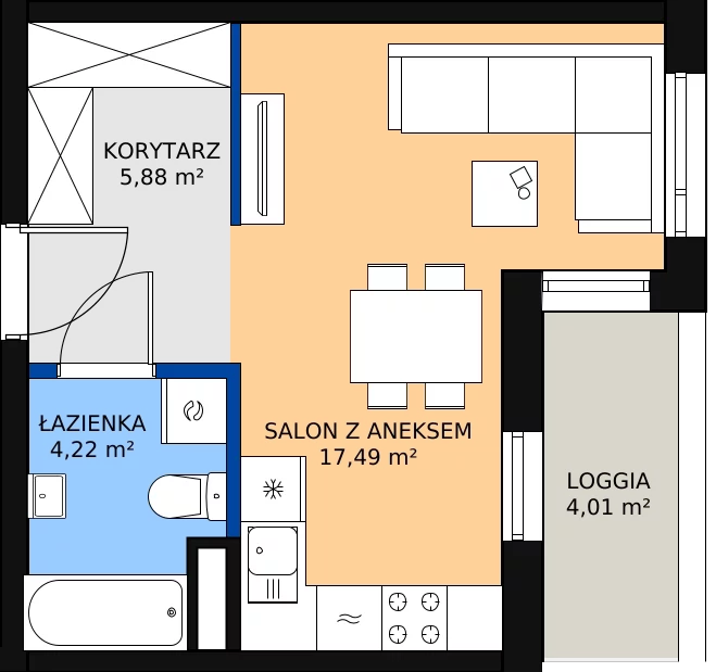 Zalety mieszkania 27.97 m², Budynek 2 Mieszkanie 9