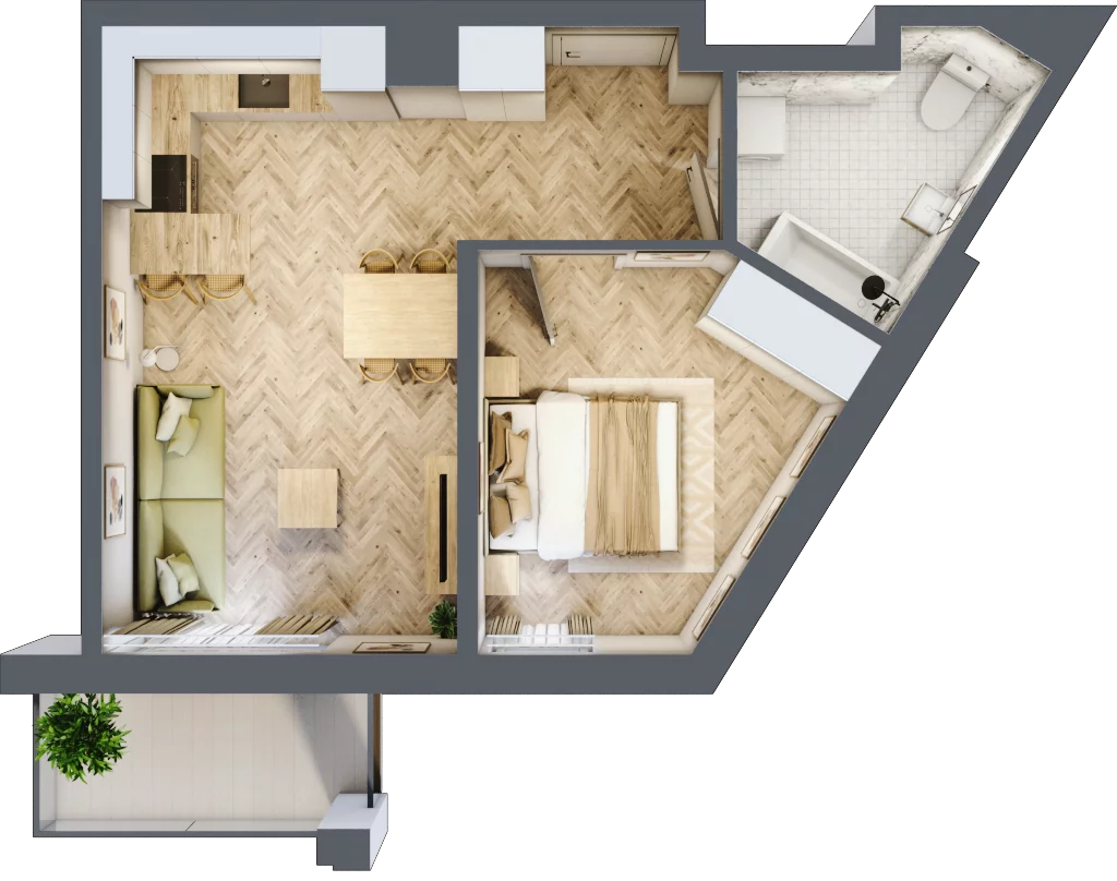 2 pokoje, mieszkanie 40,42 m², piętro 1, oferta nr Budynek 2 Mieszkanie 11, Krakowska Rogatka, Kielce, Centrum, ul. Miodowicza 1
