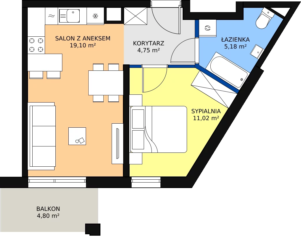 Zalety mieszkania 40.42 m², Budynek 2 Mieszkanie 24