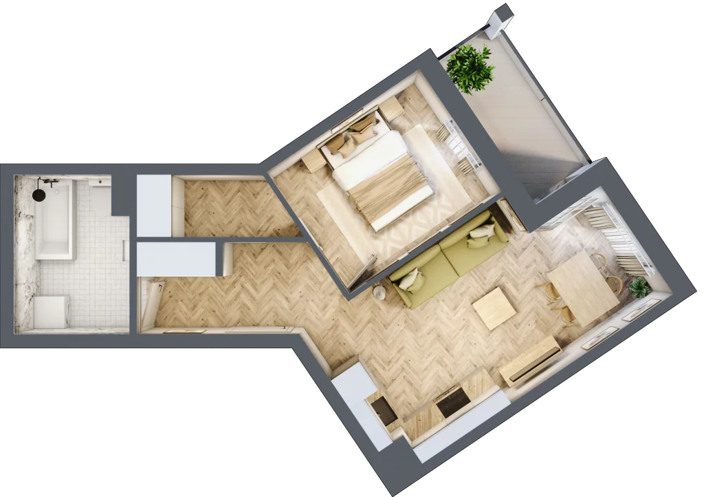 2 pokoje, mieszkanie 39,51 m², piętro 3, oferta nr Budynek 2 Mieszkanie 33, Krakowska Rogatka, Kielce, Centrum, ul. Miodowicza 1